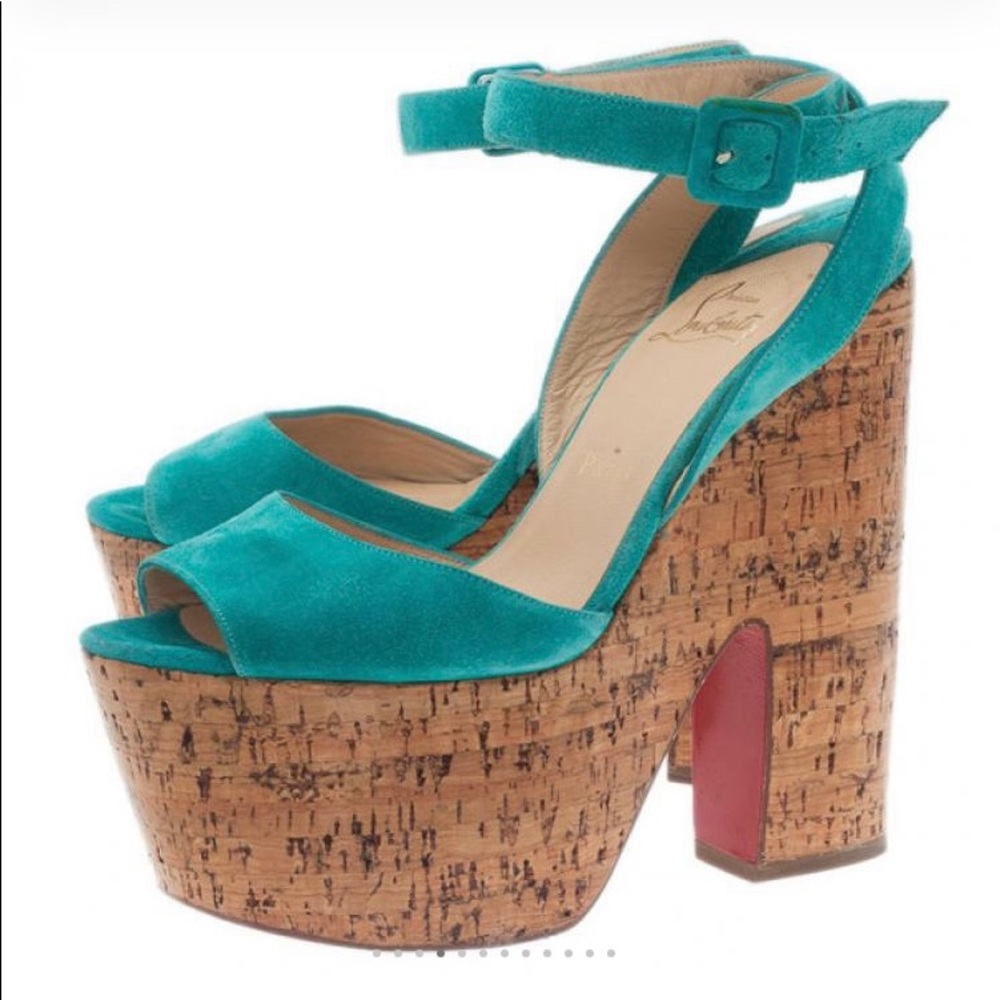 Christian Louboutin Turquoise wedge size 37